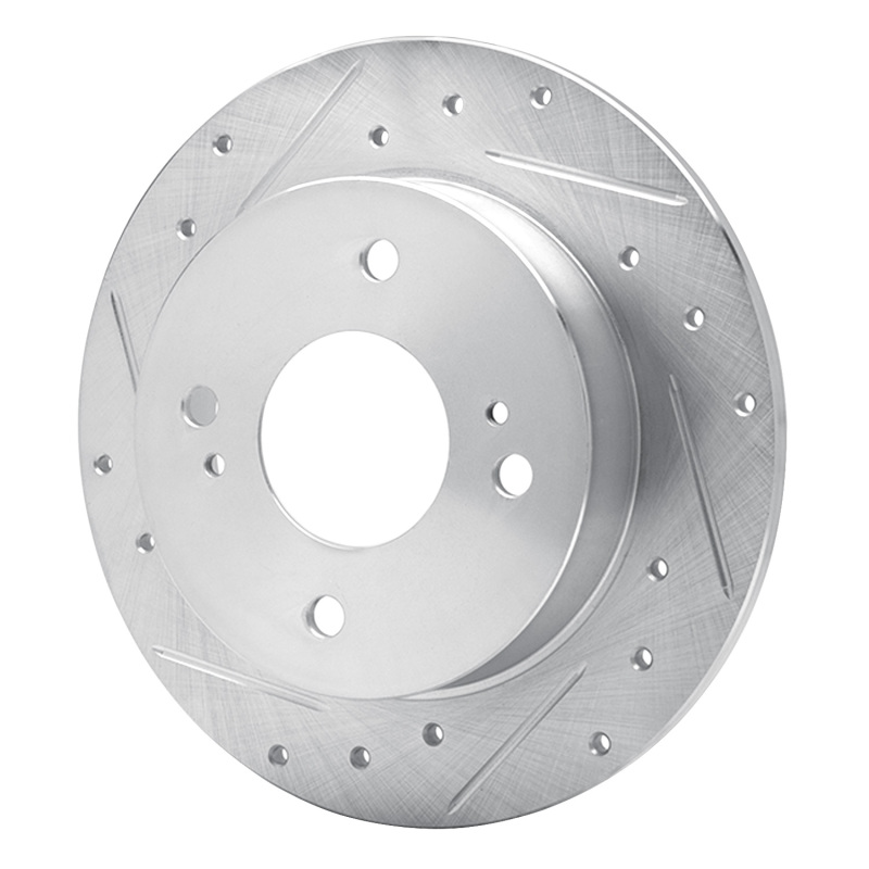 Infiniti G20 Brake Rotor (1) - Rear Left - R1 Concepts - Drilled & Slotted - Silver - `90-`06